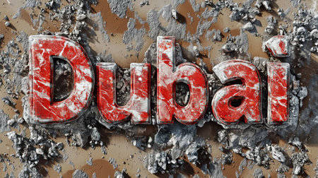 Red Marble Dubai City symbol art poster.の素材