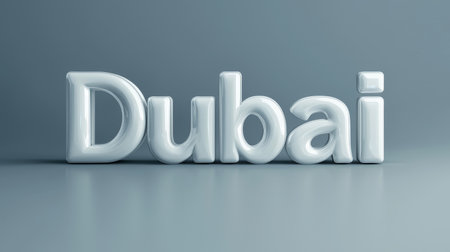 White Glossy Surface Dubai City symbol art poster.の素材