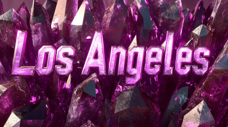 Amethyst Crystal Los Angeles City symbol art poster.の素材