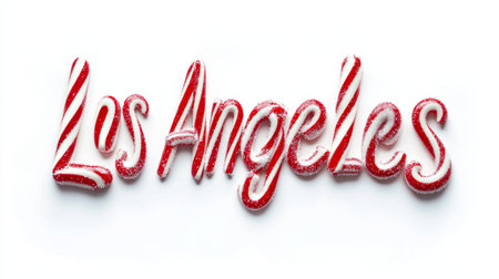 Los Angeles City symbol art poster Candy Cane Typography.の素材