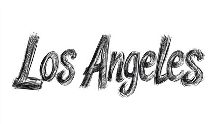 Los Angeles City symbol art poster Charcoal Sketch.の素材