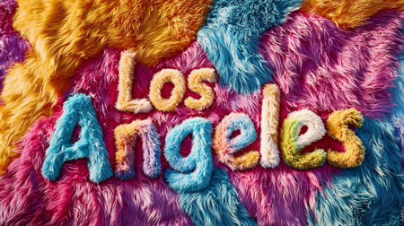 Colorful Fur Los Angeles City symbol art poster.の素材