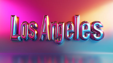 Colorful Glossy Surface Los Angeles City symbol art poster.の素材