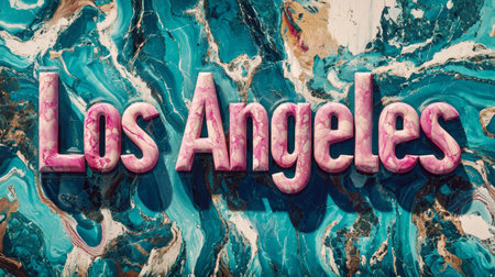 Colorful Marble Los Angeles City symbol art poster.の素材