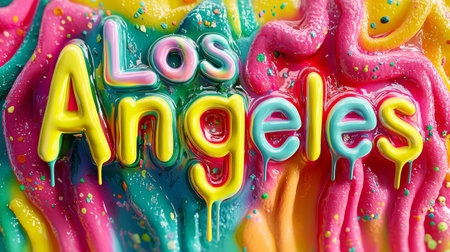 Colorful Slime Los Angeles City symbol art poster.の素材