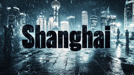Black Shanghai City symbol art poster.の素材