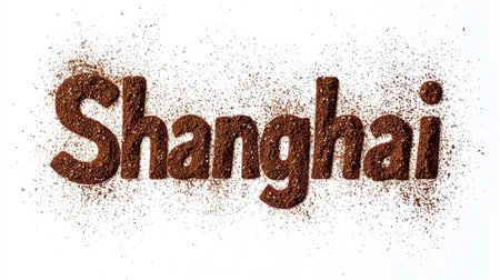 Shanghai City symbol art poster in Cinnamon Typography.の素材