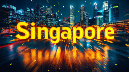 Yellow Singapore City symbol art poster.の素材