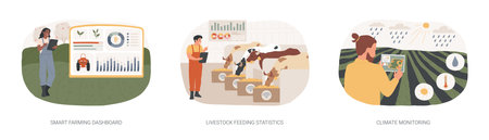 Smart farming data analysis isolated cartoon vector illustrations seのイラスト素材