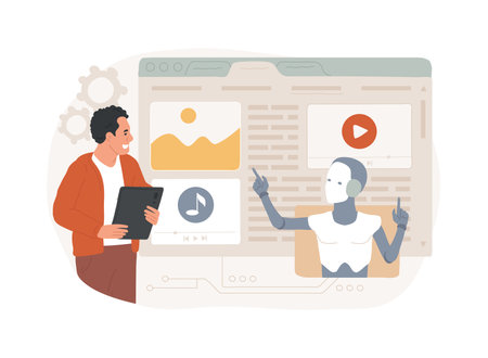 AI-Powered Content Creation abstract concept vector illustration.のイラスト素材