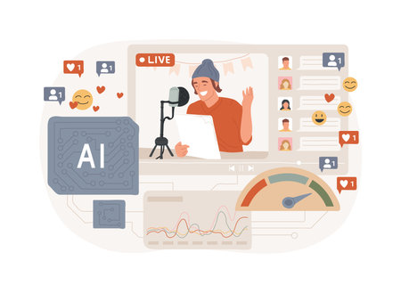 AI-Analyzed Viewer Engagement abstract concept vector illustration.のイラスト素材