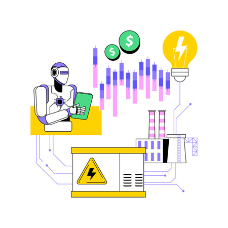 AI-Streamlined Energy Trading abstract concept vector illustration.のイラスト素材