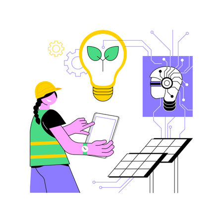 AI-Enhanced Energy Efficiency Consulting abstract concept vector illustration.のイラスト素材