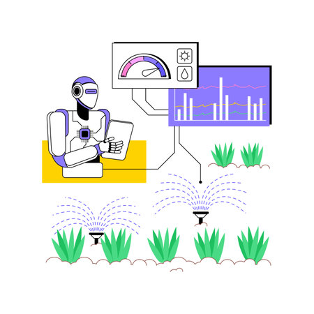 AI-Powered Irrigation Management abstract concept vector illustration.のイラスト素材