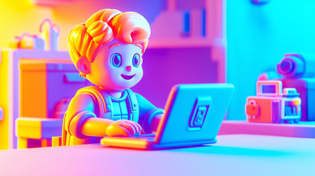 Crowdfunding Campaign Plastic-like 3D cartoon style illustration.の素材