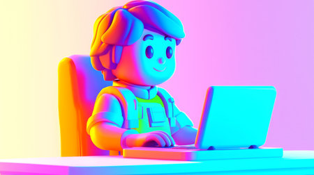 Online Marketplace Selling Plastic-like 3D cartoon style illustration.の素材