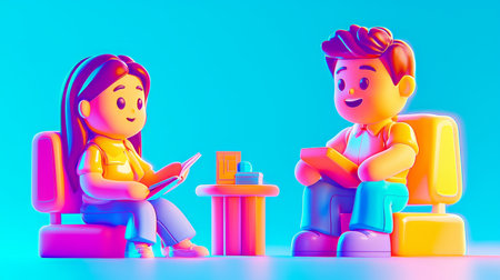 Engaging in Ethical Selling Plastic-like 3D cartoon style illustration.の素材