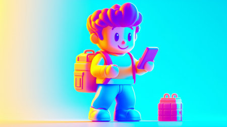 Virtual Event Announcement Plastic-like 3D cartoon style illustration.の素材