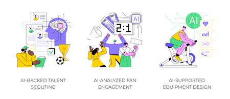 AI in Sports Industry abstract concept vector illustrations.のイラスト素材