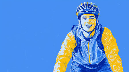 Man Riding a Bicycle Pop art aesthetics illustration.の素材