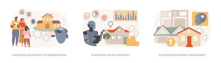 AI in Real Estate abstract concept vector illustrations.のイラスト素材