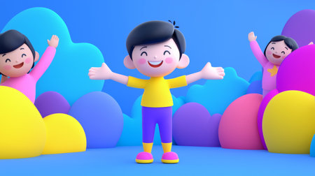 An Asian teen mastering breakdance power moves on a gym floor Linear minimalistic illustration.の素材