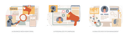AI in Public Relations abstract concept vector illustrations.のイラスト素材