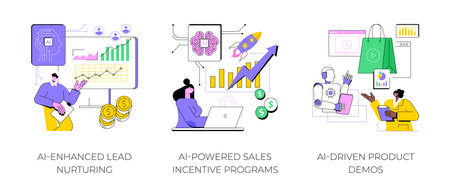 Artificial Intelligence for sales teams abstract concept vector illustrations.のイラスト素材