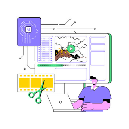 AI-Powered Video Creation abstract concept vector illustration.のイラスト素材