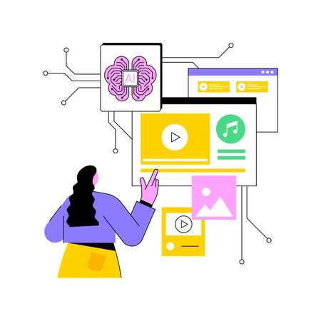 AI-Enhanced Interactive Content abstract concept vector illustration.のイラスト素材