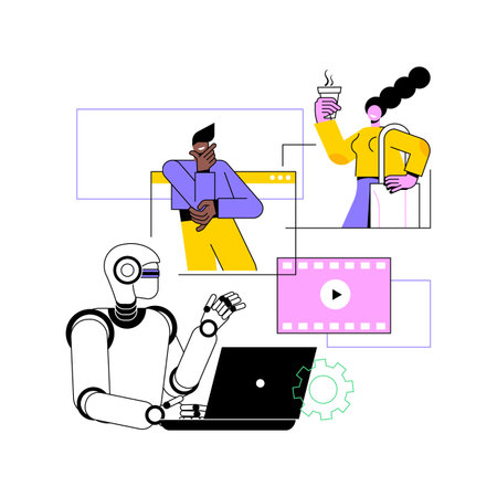AI-Powered Visual Storytelling abstract concept vector illustration.のイラスト素材