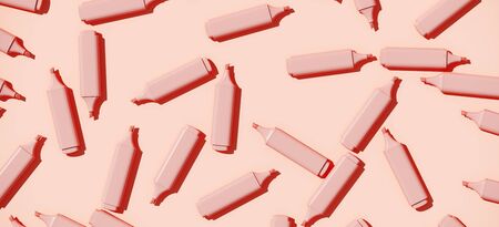 Minimal creative composition for bright and highlight concept. Pink marker on pink background. 3d...
