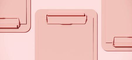Minimal composition for business and organize concept. Pink clipboard on pink background. 3d rendering illustration. Clipping path included.の写真素材