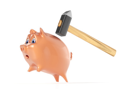 Piggy bank runs awayの写真素材