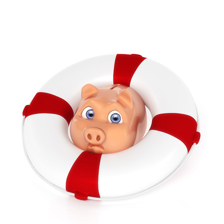 Piggy bank with Lifebuoyの写真素材