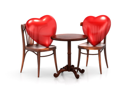 Chairs with heartの写真素材