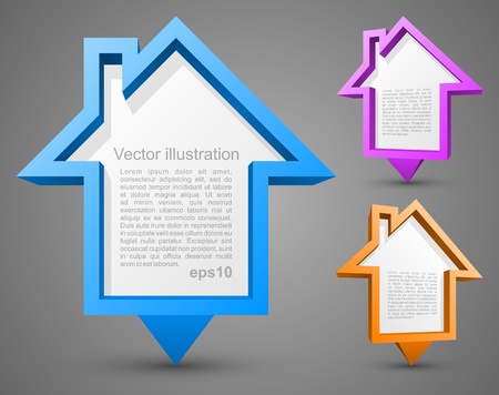 Set of colorful house pointersのイラスト素材