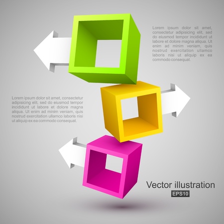 Three empty boxes with arrows 3Dのイラスト素材
