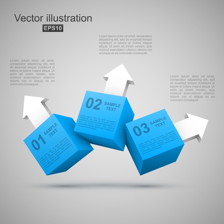 Three blue boxes with arrows 3Dのイラスト素材