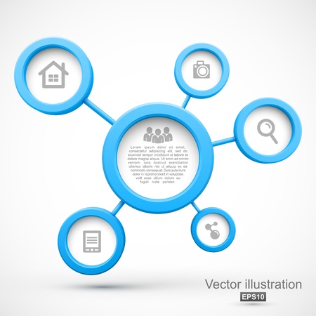 Abstract network with circles 3Dのイラスト素材