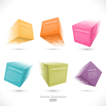 Set of pixelated cube bannersのイラスト素材