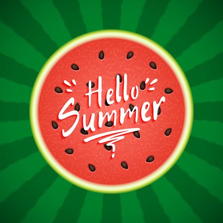 Watermelon with text Hello Summerのイラスト素材