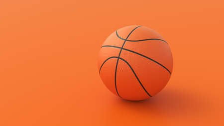 Basketball ball on orange background. Game sports concept. 3d renderingの写真素材