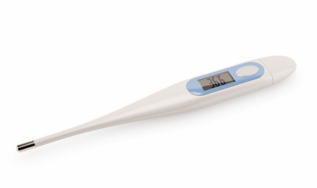 Electronic thermometer isolated on white background. 3d render image. Digital thermometer close-up.