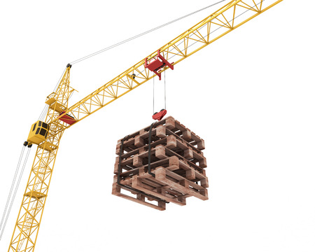 Cargo delivery. Pallets on the hook of the crane. 3d illustration.の写真素材