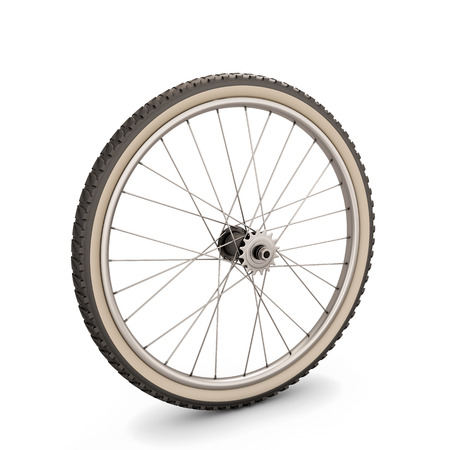 Bicycle wheel isolated on white background. 3d illustration.の写真素材