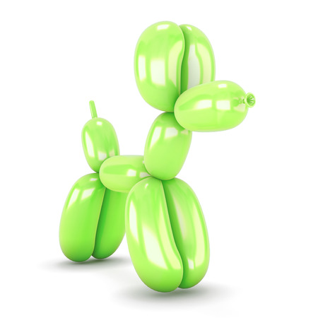 Green dog toy from a balloon isolated on white background. 3d illustration.の写真素材