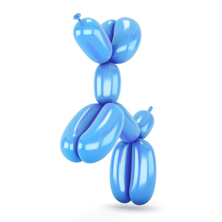 Dog of the balloon jump on a white. 3d illustration.の写真素材