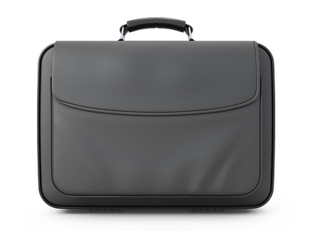 Leather briefcase for documents front view isolated on white background. 3d illustration.の写真素材