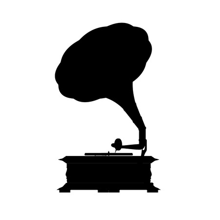 Silhouette of the gramophone on a white background.の写真素材